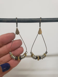 Heishi Teardrop Earrings - mixed metals