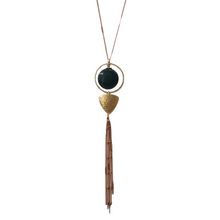Load image into Gallery viewer, Trigon Tassel Necklace - Green Ocean Jasper

