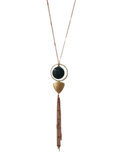 Load image into Gallery viewer, Trigon Tassel Necklace - Green Ocean Jasper

