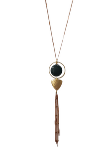 Trigon Tassel Necklace - Green Ocean Jasper