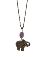 Load image into Gallery viewer, Amethyst Lucky Elephant Pendant Necklace

