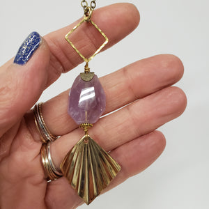 Geometric Amethyst Long Necklace