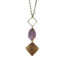 Load image into Gallery viewer, Geometric Amethyst Long Necklace
