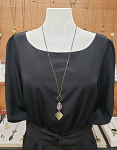 Geometric Amethyst Long Necklace