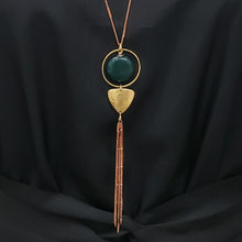 Load image into Gallery viewer, Trigon Tassel Necklace - Green Ocean Jasper
