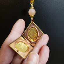Load image into Gallery viewer, Vintage Diamond Locket Necklace - Peach Moonstone
