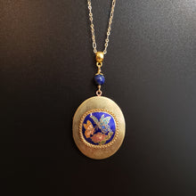 Load image into Gallery viewer, Large Vintage Locket - Cloisonne Butterfly
