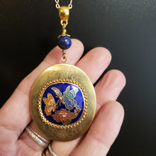 Load image into Gallery viewer, Large Vintage Locket - Cloisonne Butterfly
