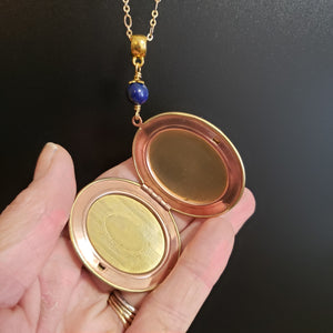 Large Vintage Locket - Cloisonne Butterfly