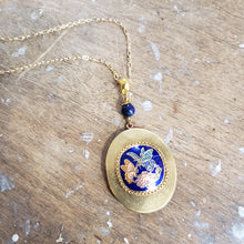 Load image into Gallery viewer, Large Vintage Locket - Cloisonne Butterfly
