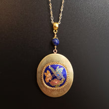 Load image into Gallery viewer, Large Vintage Locket - Cloisonne Butterfly
