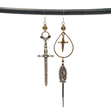 Load image into Gallery viewer, Medieval Maden Sword and Cross Earrings II
