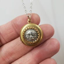 Load image into Gallery viewer, Small Moon Face Locket Necklace - Mixed Metals
