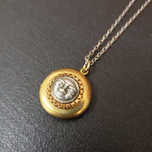 Load image into Gallery viewer, Small Moon Face Locket Necklace - Mixed Metals
