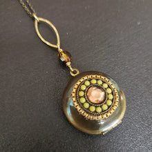 Load image into Gallery viewer, Small Round Vintage Locket Necklace - Crystal
