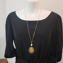 Load image into Gallery viewer, Large Vintage Locket Necklace - Cameo Pearl
