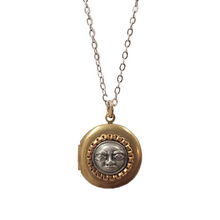 Load image into Gallery viewer, Small Moon Face Locket Necklace - Mixed Metals
