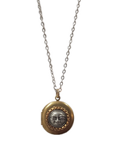 Load image into Gallery viewer, Small Moon Face Locket Necklace - Mixed Metals
