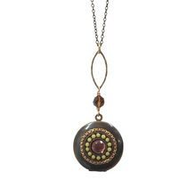 Load image into Gallery viewer, Small Round Vintage Locket Necklace - Crystal
