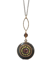 Load image into Gallery viewer, Small Round Vintage Locket Necklace - Crystal

