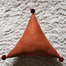 Load image into Gallery viewer, Abstract Rust Floral PomPom Triangle Pillow
