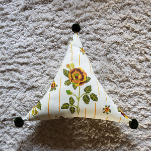 Geometric Rose PomPom Triangle Pillow