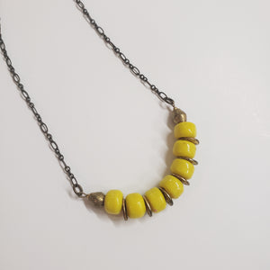 Crow Bead Layer Necklace - Yellow