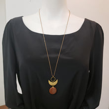 Load image into Gallery viewer, Jasper Crescent Moon Necklace - Rust
