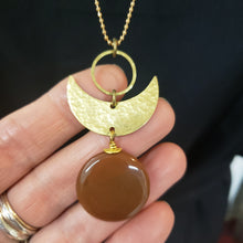 Load image into Gallery viewer, Jasper Crescent Moon Necklace - Rust
