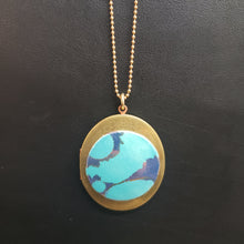 Load image into Gallery viewer, Large Vintage Locket Necklace - Ceramic Cabochon
