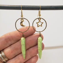 Load image into Gallery viewer, Moon and Stars Spiked Hoop Earrings

