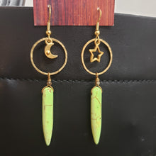 Load image into Gallery viewer, Moon and Stars Spiked Hoop Earrings
