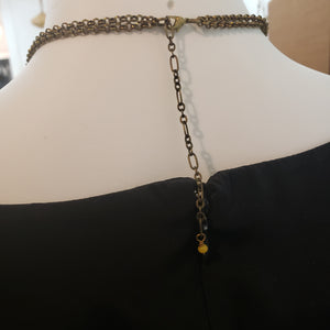 Spike Fringe Collar Necklace - Black Agate