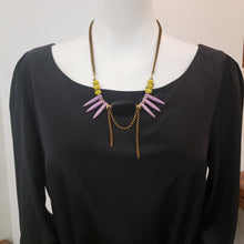 Load image into Gallery viewer, Spike Fringe Collar Necklace - Black Agate
