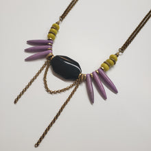 Load image into Gallery viewer, Spike Fringe Collar Necklace - Black Agate

