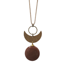 Load image into Gallery viewer, Jasper Crescent Moon Necklace - Rust

