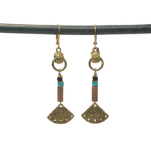 Load image into Gallery viewer, Aztec Fan Drop Earrings - Turquoise
