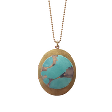 Load image into Gallery viewer, Large Vintage Locket Necklace - Ceramic Cabochon
