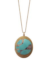 Load image into Gallery viewer, Large Vintage Locket Necklace - Ceramic Cabochon
