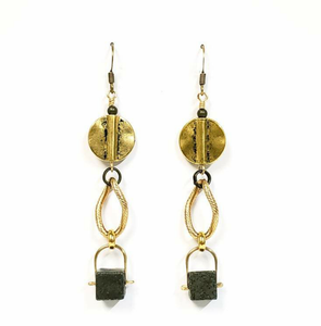 Pyrite Cube Drop Earrings