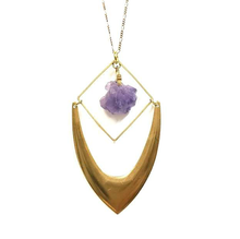 Load image into Gallery viewer, Raw Amethyst Chevron Necklace
