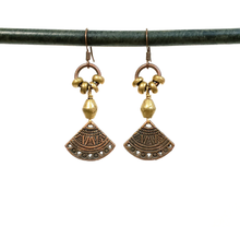 Load image into Gallery viewer, Aztec Copper Fans Earrings
