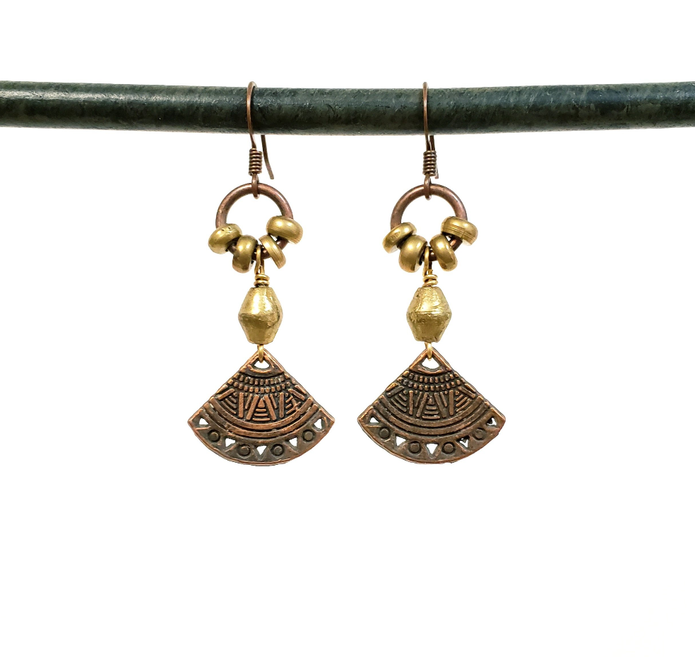Aztec Copper Fans Earrings