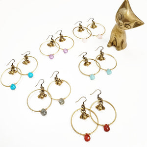 Modern Gemstone Hoops Earrings - more colors available
