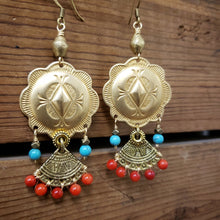 Load image into Gallery viewer, Southwestern Concho Fan Drop Earrings - more colors available
